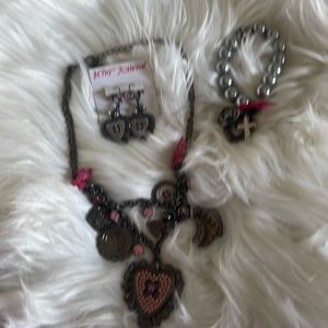 Betsey Johnson Necklace, earrings, bracelet set